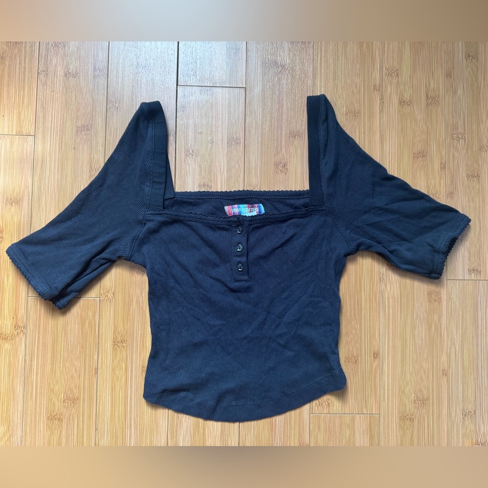 Urban Outfitters Black Fitted 3/4 Sleeve Blouse